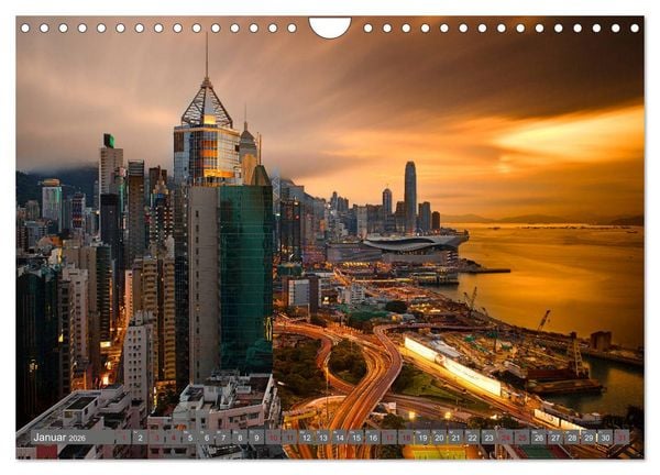 Produktbild: Hong Kong Citylights (Wandkalender 2026 DIN A4 quer), CALVENDO Monatskalender