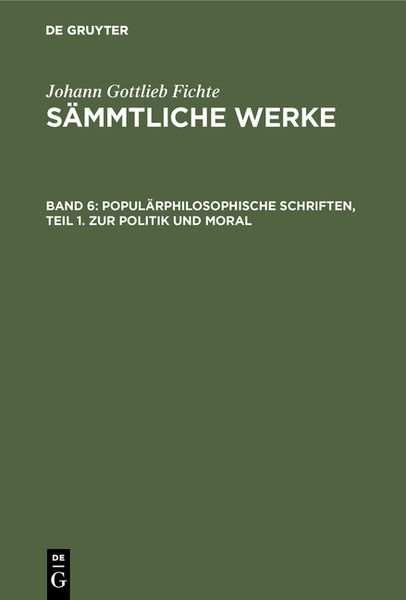 Produktbild: Popul&auml;rphilosophische Schriften, Teil 1. Zur Politik und Moral