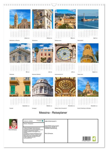 Produktbild: Messina - Reiseplaner (Wandkalender 2026 DIN A2 hoch), CALVENDO Monatskalender