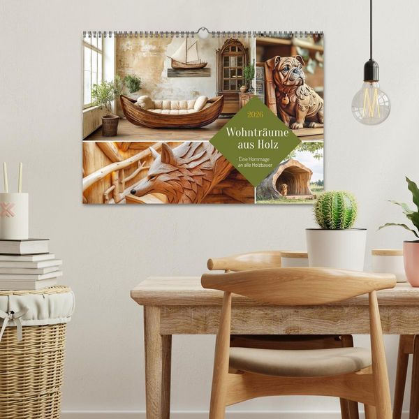 Produktbild: Wohntr&auml;ume aus Holz (Wandkalender 2026 DIN A3 quer), CALVENDO Monatskalender