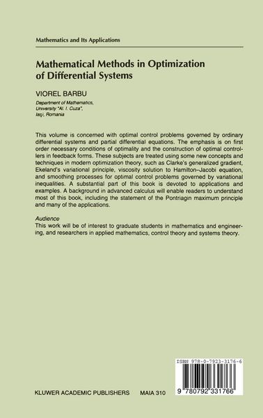 Produktbild: Mathematical Methods in Optimization of Differential Systems