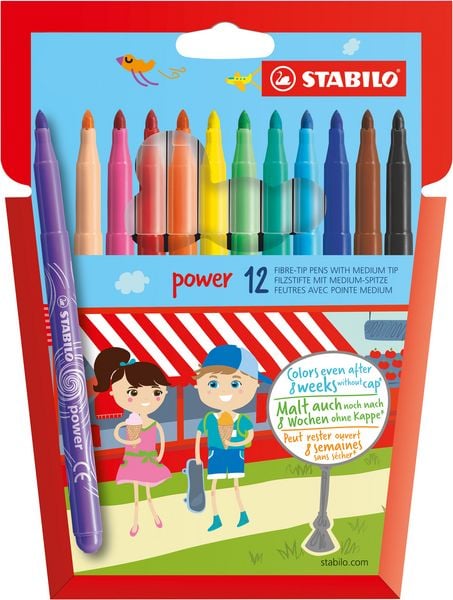 Produktbild: STABILO Filzstift -   power - 12er Pack - mit 12 verschiedenen Farben