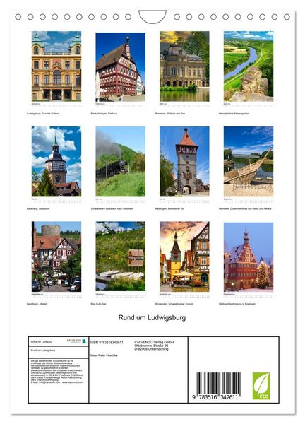 Produktbild: Rund um Ludwigsburg (Wandkalender 2026 DIN A4 hoch), CALVENDO Monatskalender