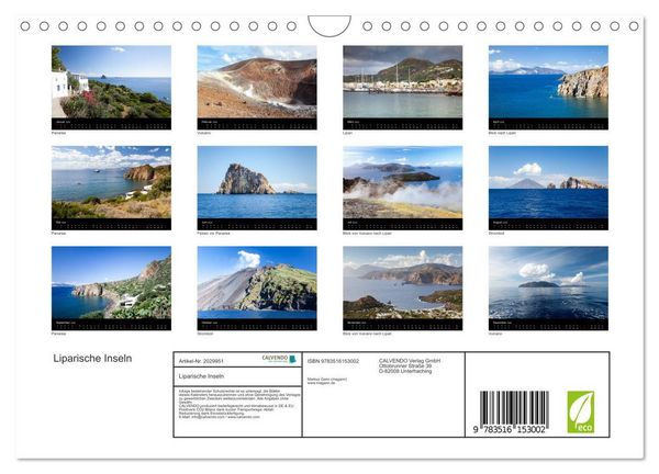 Produktbild: Liparische Inseln (Wandkalender 2026 DIN A4 quer), CALVENDO Monatskalender