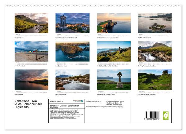 Produktbild: Schottland - Die wilde Sch&ouml;nheit der Highlands (hochwertiger Premium Wandkalender 2026 DIN A2 quer), Kunstdruck in Hochglanz