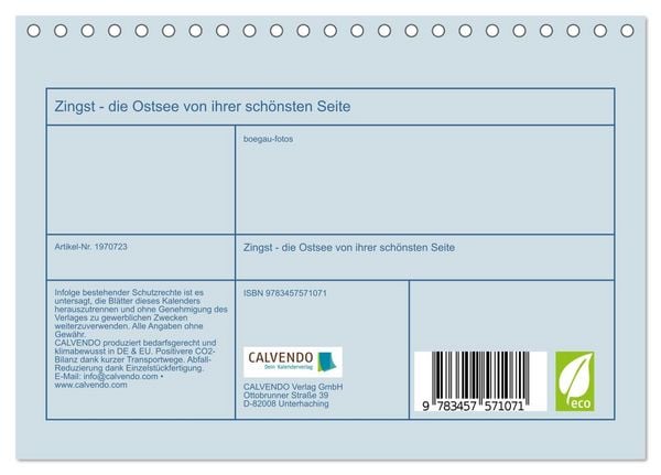 Produktbild: Zingst - die Ostsee von ihrer sch&ouml;nsten Seite (Tischkalender 2026 DIN A5 quer), CALVENDO Monatskalender