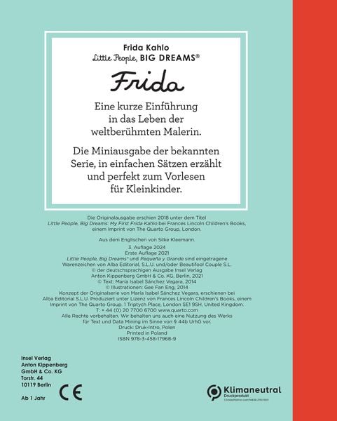 Produktbild: Frida Kahlo &ndash; Little People, BIG DREAMS. Mini