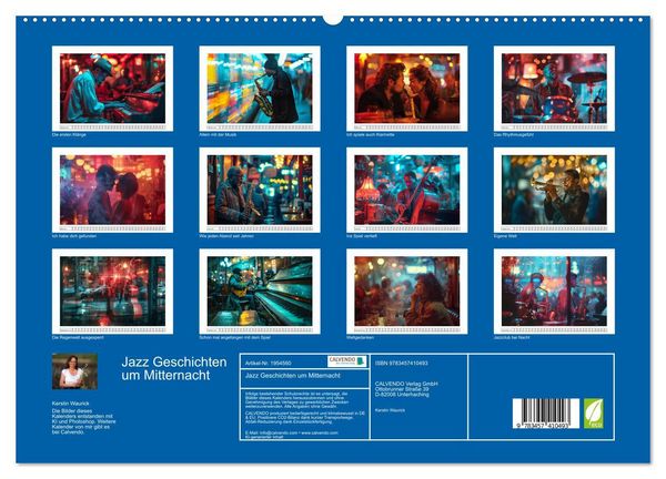 Produktbild: Jazz Geschichten um Mitternacht (hochwertiger Premium Wandkalender 2026 DIN A2 quer), Kunstdruck in Hochglanz