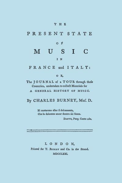 Produktbild: The Present State of Music in France and Italy. [Facsimile of 1771 edition]