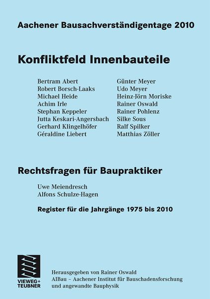 Produktbild: Aachener Bausachverst&auml;ndigentage 2010