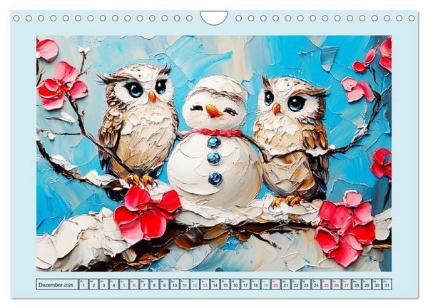Produktbild: Eulen. Entz&uuml;ckende Paintings (Wandkalender 2026 DIN A4 quer), CALVENDO Monatskalender