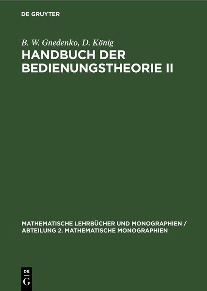 Produktbild: Handbuch der Bedienungstheorie II