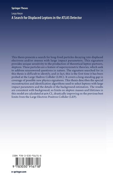 Produktbild: A Search for Displaced Leptons in the ATLAS Detector