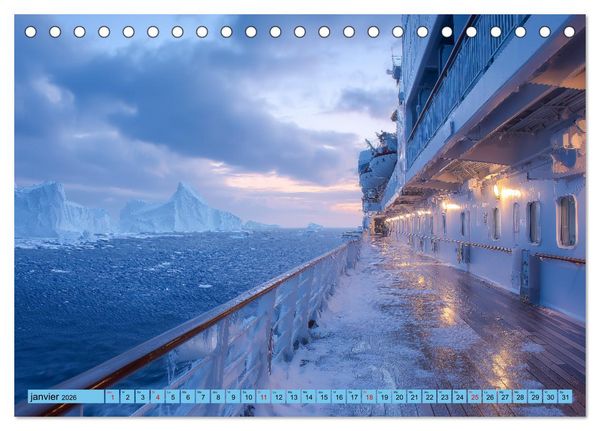 Produktbild: Paquebots de croisi&egrave;re - G&eacute;ants des mers impressionnants (Calendrier de bureau 2026 DIN A5 vertical), CALVENDO calendrier mensuel