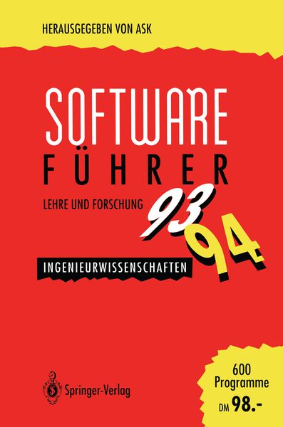 Software-Führer ’93/’94 Lehre und Forschung, Taschenbuch von , Springer Berlin, 9783540562863