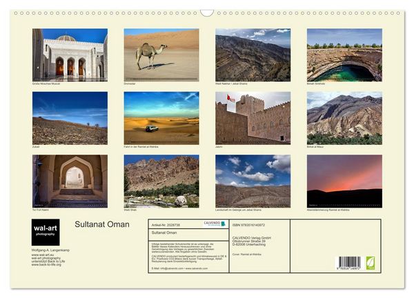 Produktbild: Sultanat Oman (Wandkalender 2026 DIN A2 quer), CALVENDO Monatskalender