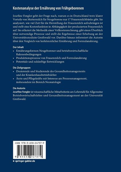 Produktbild: Kostenanalyse der Ernährung von Frühgeborenen