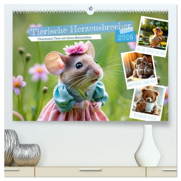 Produktbild: Tierische Herzensbrecher - Charmante Tiere mit ihren Botschaften (hochwertiger Premium Wandkalender 2026 DIN A2 quer), Kunstdruck in Hochglanz