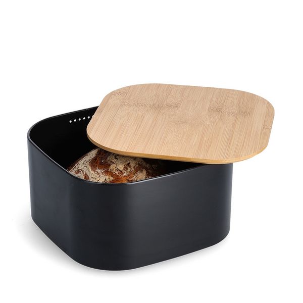 Produktbild: neuetischkultur Brotkasten m. Bambusdeckel, Metall Brotkasten m. Bambusdeckel, Metall