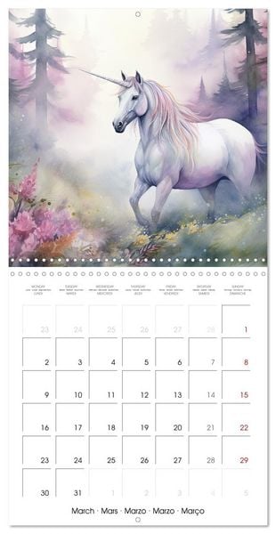 Produktbild: Licornes de conte de f&eacute;es (Calendrier mural carr&eacute; 2026 30x30 cm) Calendrier double avec une page pour vos prises de notes