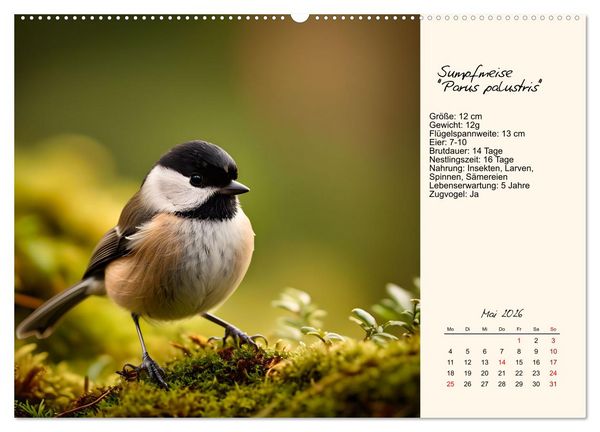 Produktbild: Meisen richtig erkennen (Wandkalender 2026 DIN A2 quer), CALVENDO Monatskalender