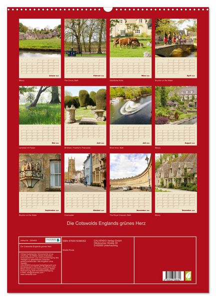 Produktbild: Die Cotswolds Englands gr&uuml;nes Herz (Wandkalender 2026 DIN A2 hoch), CALVENDO Monatskalender