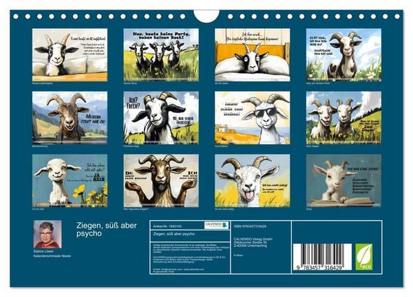 Produktbild: Ziegen, s&uuml;&szlig; aber psycho (Wandkalender 2026 DIN A4 quer), CALVENDO Monatskalender