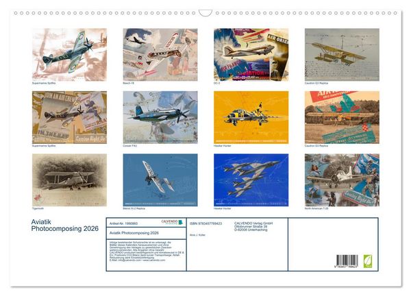 Produktbild: Aviatik Photocomposing 2026 (Wandkalender 2026 DIN A2 quer), CALVENDO Monatskalender