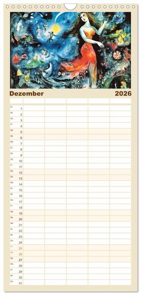 Produktbild: Familienplaner 2026 - Malertausch mit 5 Spalten (Wandkalender, 21 x 45 cm) CALVENDO