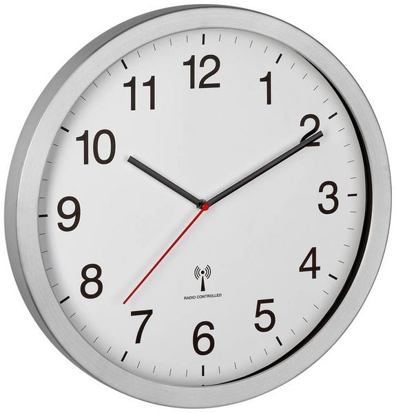 Produktbild: TFA Dostmann 60.3545.02 Funk Wanduhr 40 mm x 5 mm x 40 mm Silber Gro&szlig;es Display