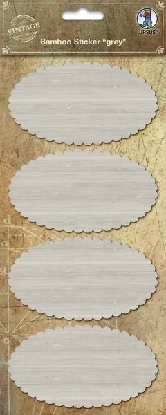 URSUS Vintage Bambus-Sticker Oval Bogenlinie, grau, 1 Stickerbogen (12 x 26  cm) mit 4 Stickern kaufen