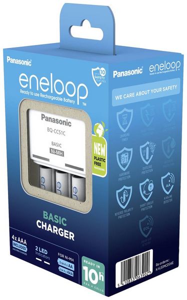 Produktbild: Panasonic Basic BQ-CC51 + 4x eneloop AAA Steckerladerger&auml;t NiMH Micro (AAA), Mignon (AA)