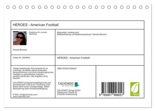 Produktbild: HEROES - American Football (Tischkalender 2026 DIN A5 quer), CALVENDO Monatskalender