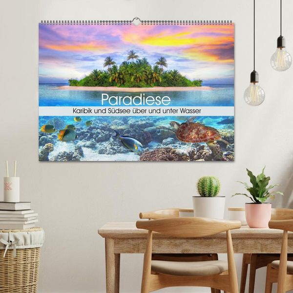 Produktbild: Paradiese. Karibik und S&uuml;dsee &uuml;ber und unter Wasser (Wandkalender 2026 DIN A2 quer), CALVENDO Monatskalender