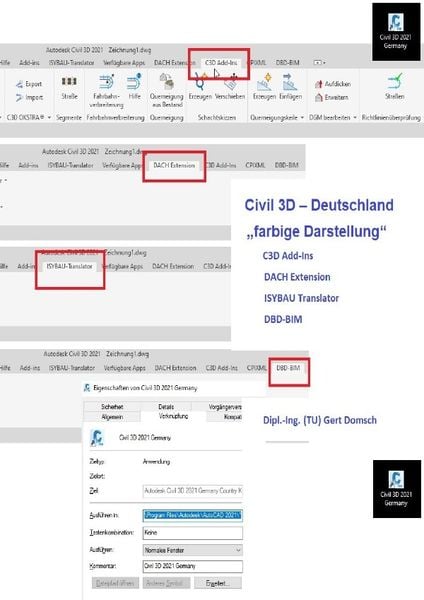 Cvil 3D Deutschland / Add-Ons, Add-Ins und mehr, Civil 3D Deutschland (farbige Darstellung), Taschenbuch von Gert Domsch, Epubli, 9783754167786