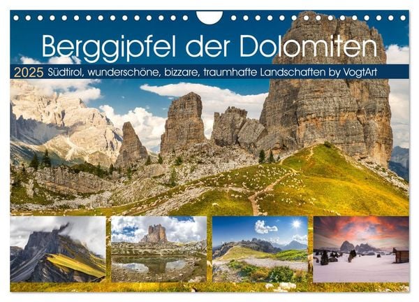 Berggipfel der Dolomiten (Wandkalender 2025 DIN A4 quer), CALVENDO Monatskalender