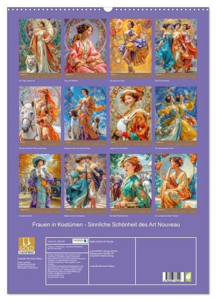 Produktbild: Frauen in Kost&uuml;men - Sinnliche Sch&ouml;nheit des Art Nouveau (Wandkalender 2027 DIN A2 hoch), CALVENDO Monatskalender
