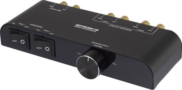 Produktbild: SpeaKa Professional 2 Port Lautsprecher-Umschalter integrierter Lautst&auml;rkeregler Schwarz