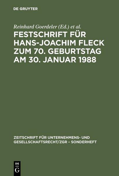Produktbild: Festschrift f&uuml;r Hans-Joachim Fleck zum 70. Geburtstag am 30. Januar 1988