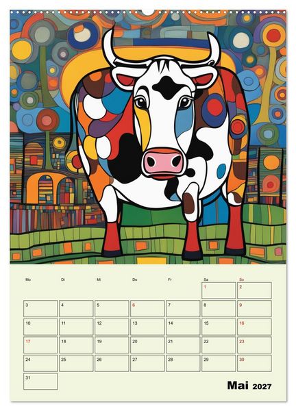 Produktbild: Farbenfrohe Tiermalerei (hochwertiger Premium Wandkalender 2027 DIN A2 hoch), Kunstdruck in Hochglanz