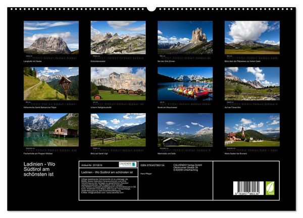 Produktbild: Ladinien - Wo S&uuml;dtirol am sch&ouml;nsten ist (hochwertiger Premium Wandkalender 2026 DIN A2 quer), Kunstdruck in Hochglanz