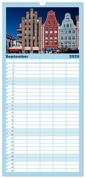 Produktbild: Familienplaner 2026 - Ostseeperle Rostock mit 5 Spalten (Wandkalender, 21 x 45 cm) CALVENDO