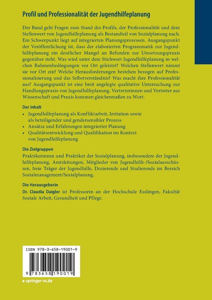 Produktbild: Profil und Professionalit&auml;t der Jugendhilfeplanung