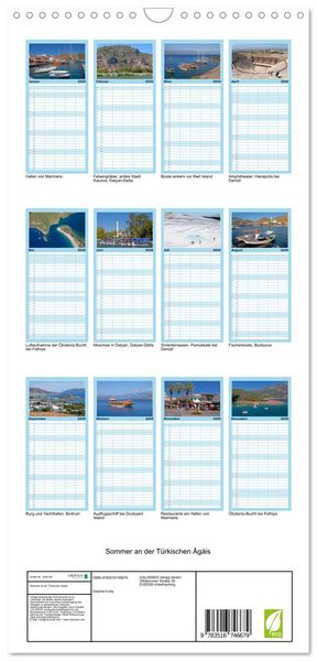 Produktbild: Familienplaner 2026 - Sommer an der T&uuml;rkischen &Auml;g&auml;is mit 5 Spalten (Wandkalender, 21 x 45 cm) CALVENDO