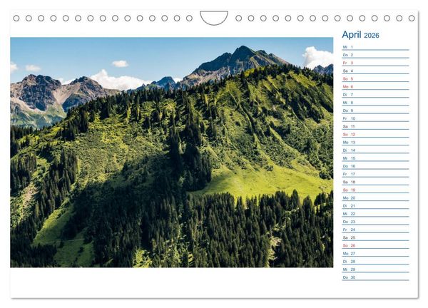 Produktbild: Region Oberstdorf - Kleinwalsertal und Nebelhorn (Wandkalender 2026 DIN A4 quer), CALVENDO Monatskalender