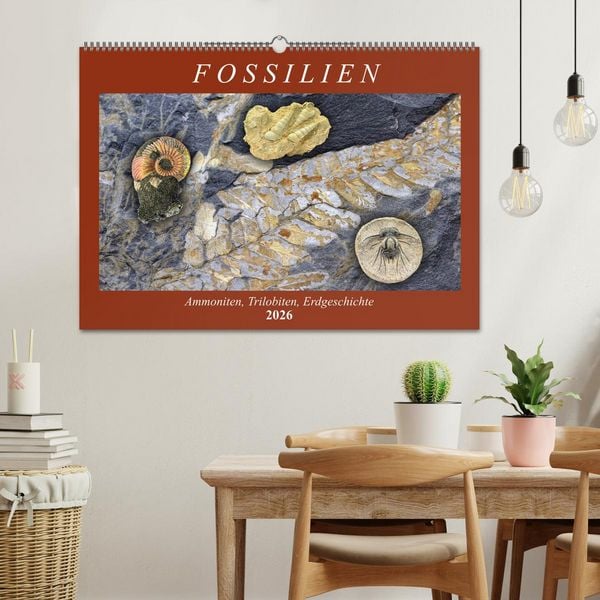 Produktbild: Fossilien - Ammoniten, Trilobiten, Erdgeschichte (Wandkalender 2026 DIN A2 quer), CALVENDO Monatskalender