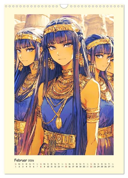 Produktbild: Im alten &Auml;gypten. Manga-M&auml;dchen im Pharaonenland (Wandkalender 2026 DIN A3 hoch), CALVENDO Monatskalender