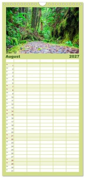 Produktbild: Familienplaner 2027 - Traumhafte Wege - Unterwegs auf Neuseelands S&uuml;dinsel mit 5 Spalten (Wandkalender, 21 x 45 cm) CALVENDO