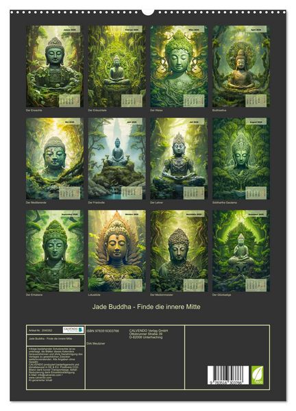 Produktbild: Jade Buddha - Finde die innere Mitte (hochwertiger Premium Wandkalender 2026 DIN A2 hoch), Kunstdruck in Hochglanz