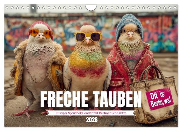 Produktbild: Freche Tauben - Lustiger Spr&uuml;chekalender mit Berliner Schnautze (Wandkalender 2026 DIN A4 quer), CALVENDO Monatskalender
